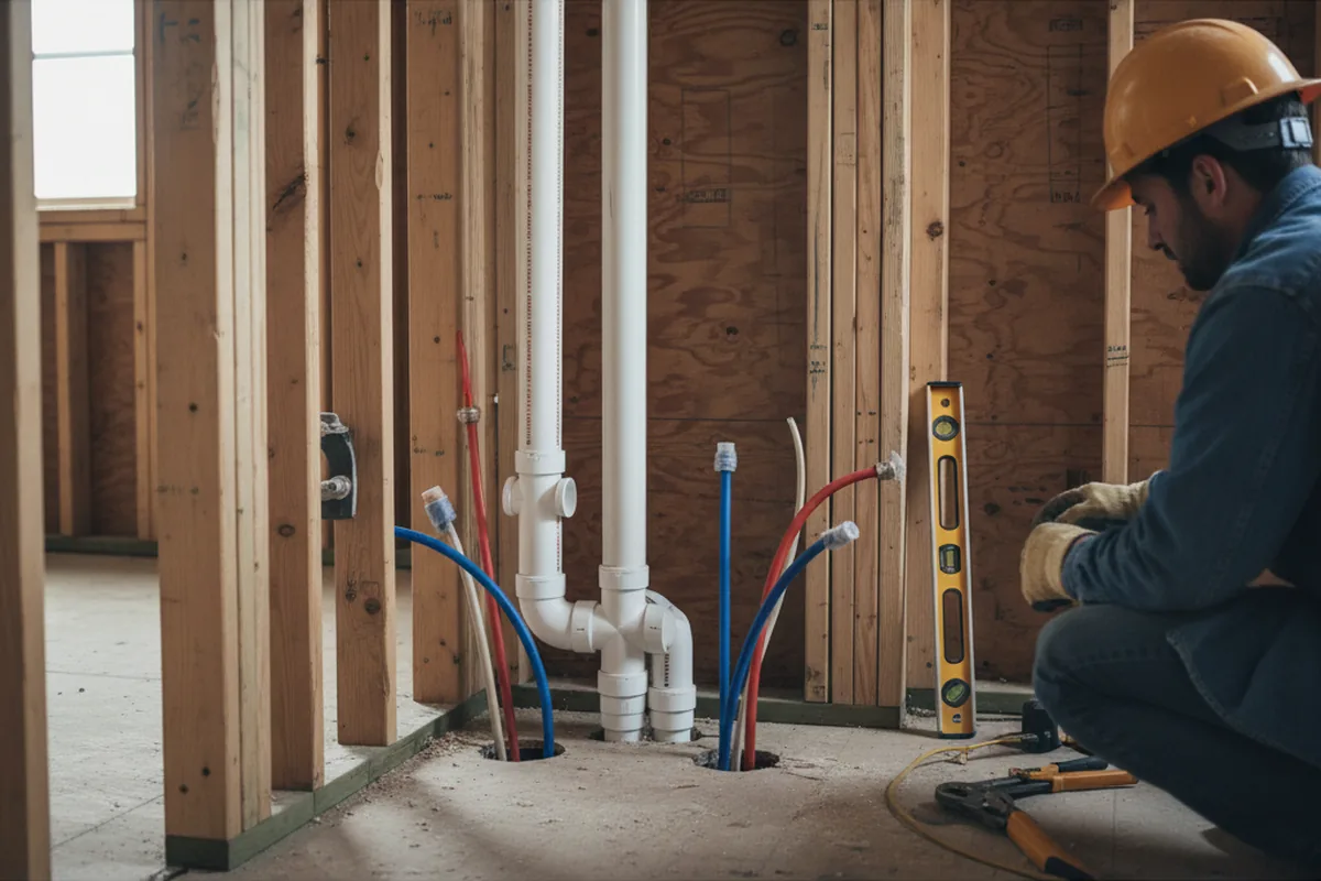 Drain and supply rough-in during Leak Detection in Hartwick