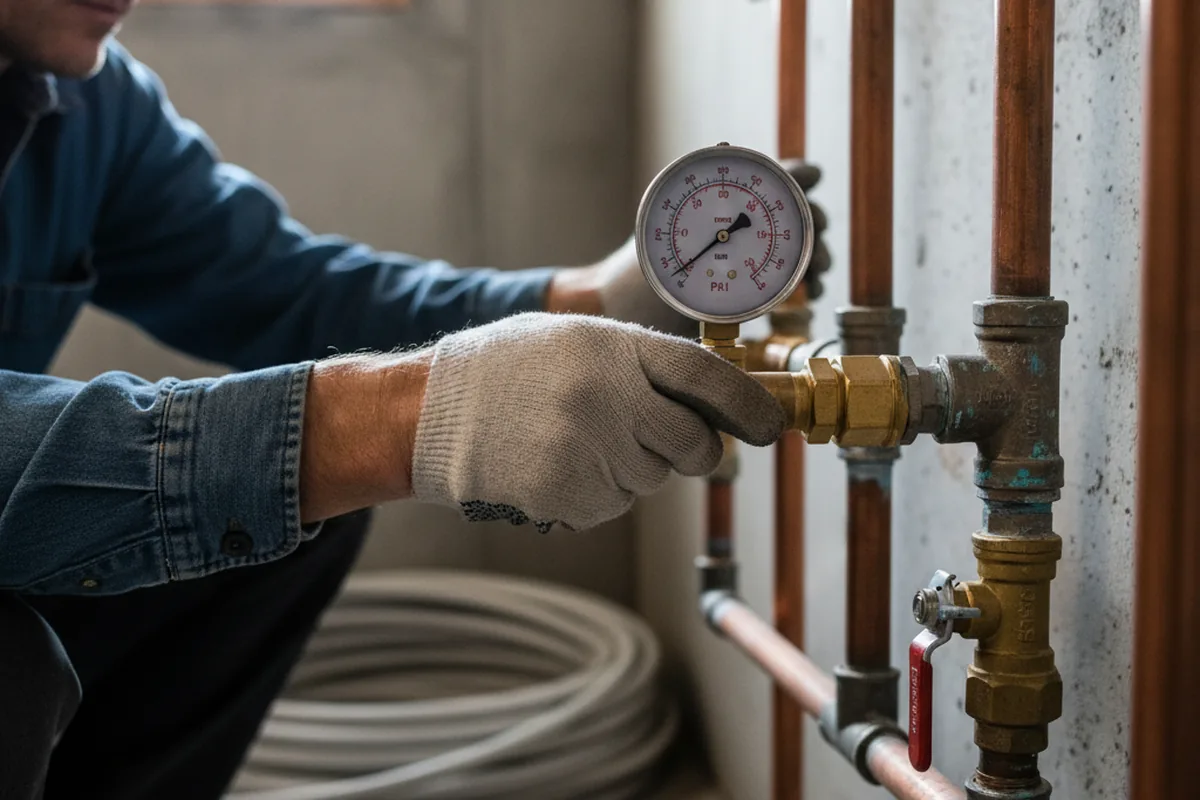 Pressure testing a repaired line during Water Line Repair in Hartwick